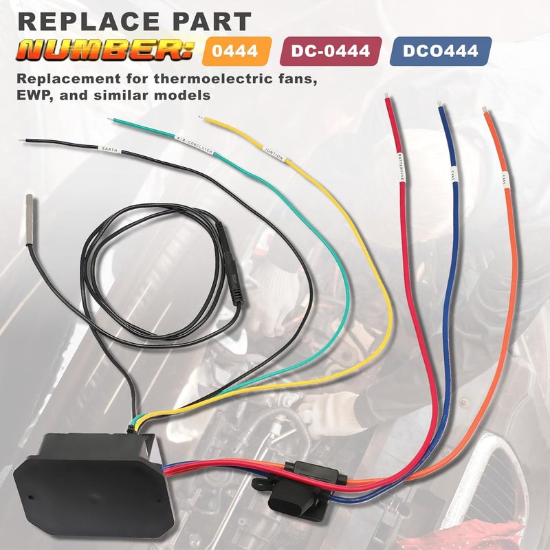 ATVMaster وحدة تحكم مروحة المبرد الرقمية 12V و 24V، نطاق درجة حرارة قابل للتعديل، وحدة تحكم مزدوجة للمروحة الكهربائية، مجموعة مفتاح مروحة حرارية استبدال # 0444 - Image 5